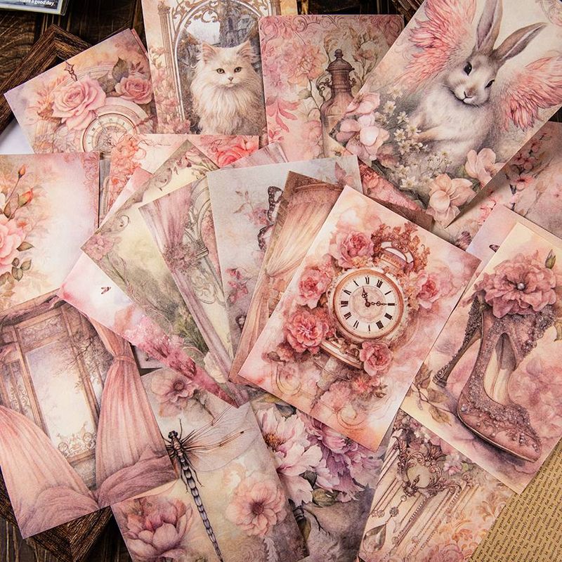 50 Alice Fantasy Material Stickers Per Pack, Vintage Black Butterfly Castle, Fantasy Patterns, Decorative Photo Frame_voghion.com