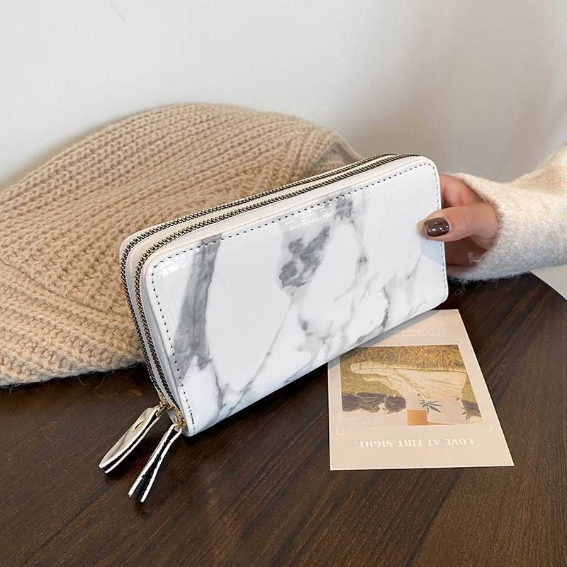 Damentaschen Marmormuster Damengeldbörse Einfache beliebte Clutch Modischer multifunktionaler Münzkartenhalter_voghion.com