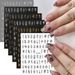 12-delige vergulde plantennagelstickerset - Goud, Zilver, Zwart, Wit | Zelfklevende nail art stickers_voghion.com