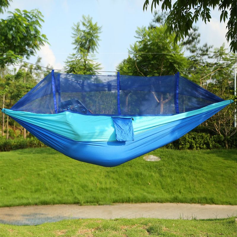 Camping Hammock, Portable Double Hammock With Net,600lbs Load 2 Persons Hammock W/Mosquito Net Outdoor Hiking Camping Hommock Portable Nylon Swing Hanging Bed W/ Strap Hook Carry Bag_voghion.com