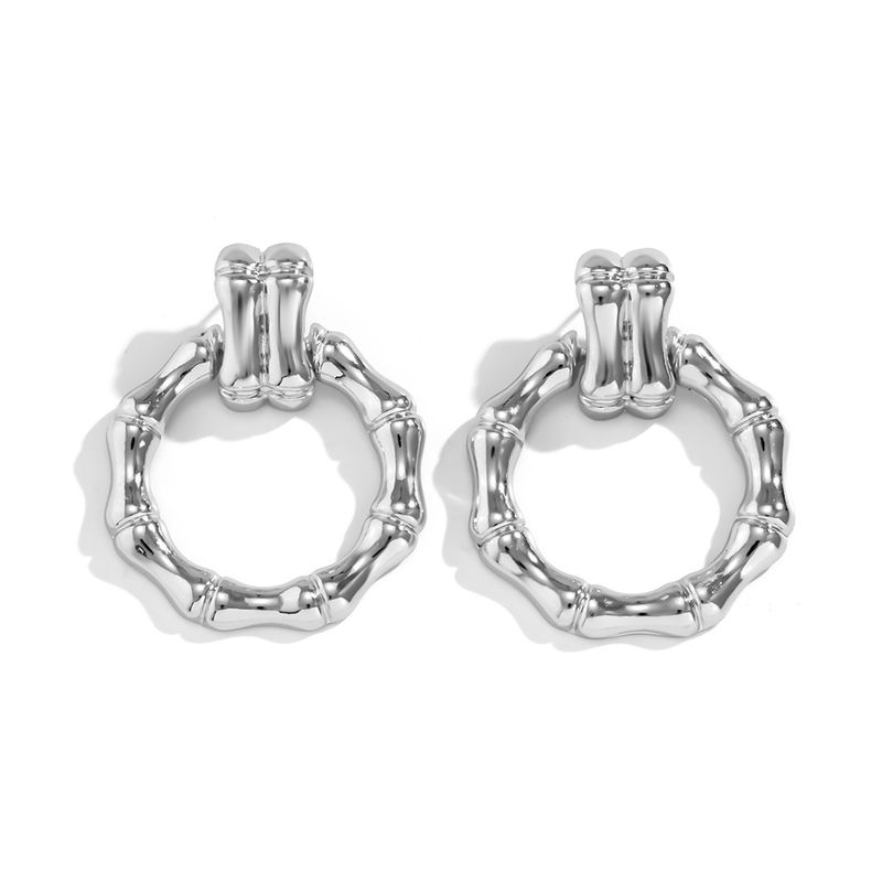 1 paio di orecchini a cerchio in bambù rotondi lucidi minimalisti con ciondolo ornamentale colorfast, accessorio per gioielli_voghion.com