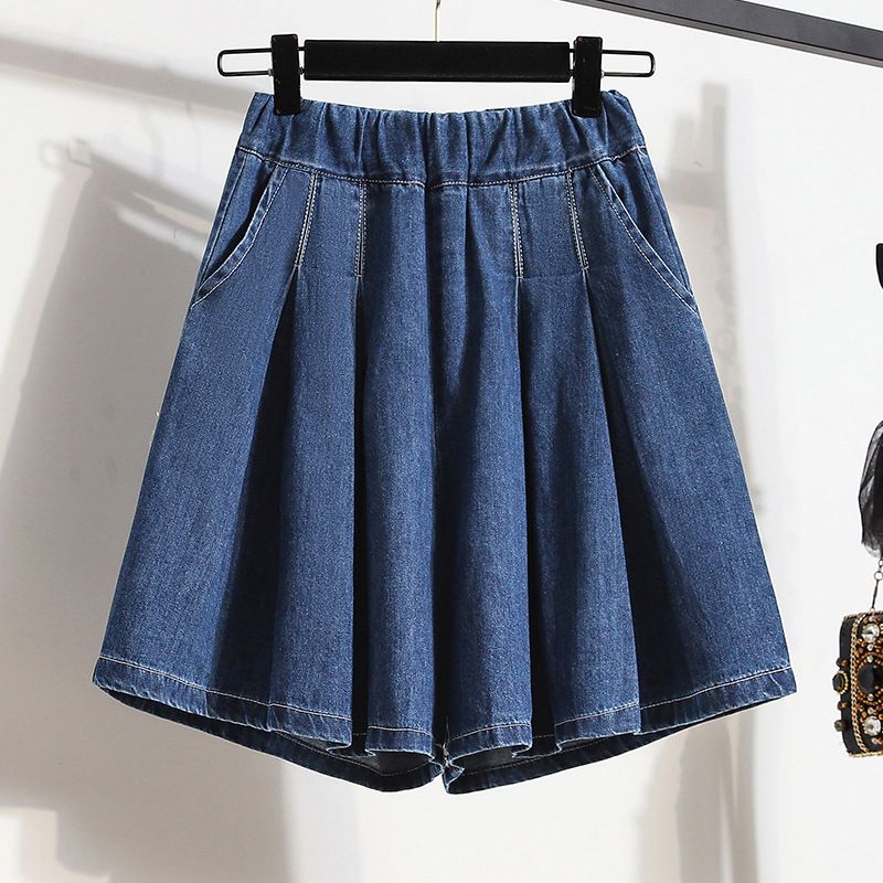 Damenbekleidung Ice Silk Denim Shorts Damen Hohe Taille Sommer Dünne Neue Hosen Rock Große Größe Fat Mm Schlanke Tencel Shorts_voghion.com