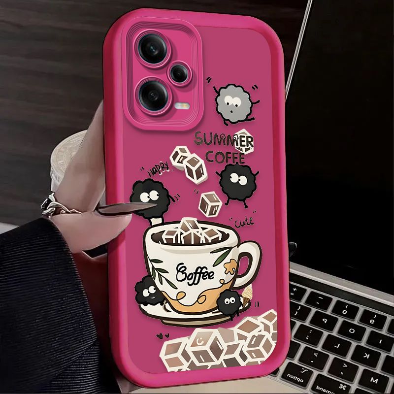Schwaarz Monster Eggette Kaffishülle fir Xiaomi Redmi Note 13 12 11 Pro Plus 4G 5G 12S 11S 10S 10 9 9S Redmi 14C 13C 12C A3 12 Capa_voghion.com