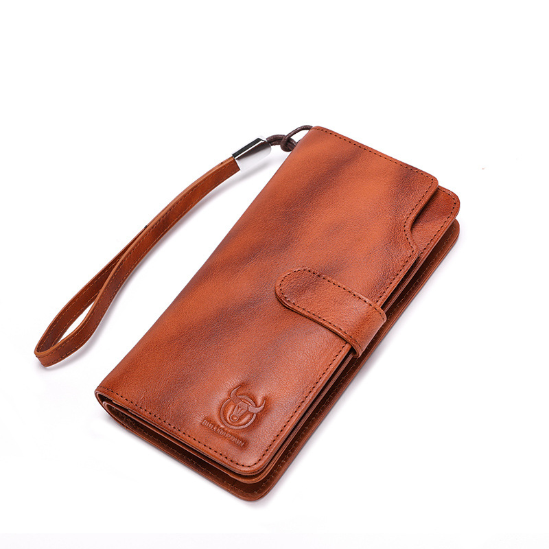 Men's Bags Captain Niu Wallet Men's Genuine Leather Long Buckle Youth Retro Casual Cowhide Multifunctional Driver's License Coin Wallet_voghion.com