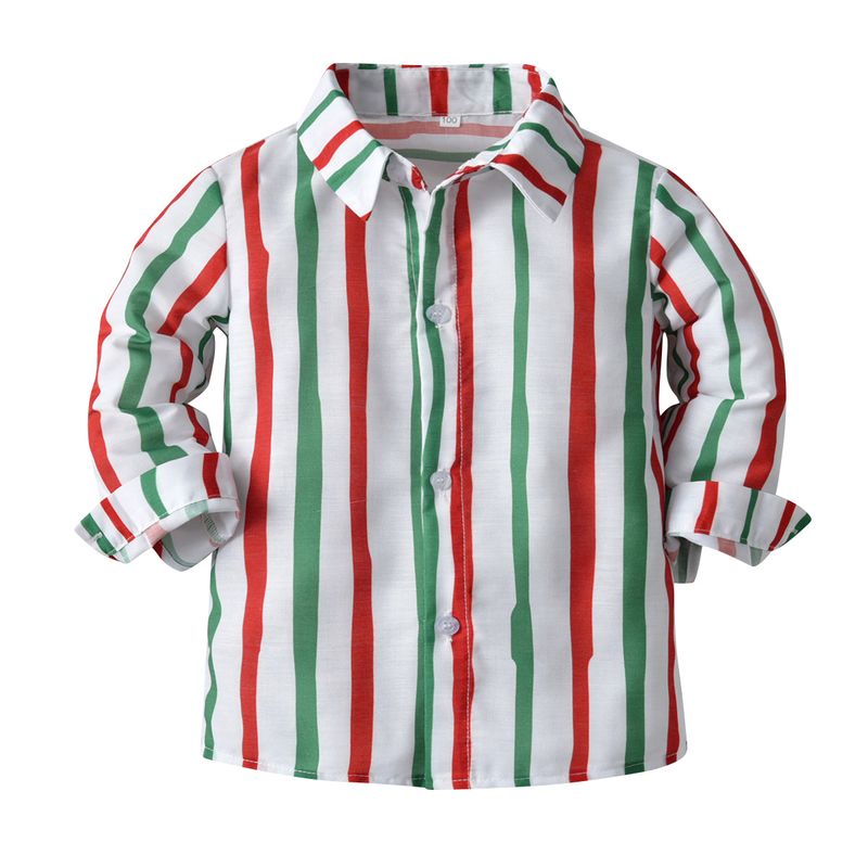 Höst och vinter Långärmad skjorta för barn Europa och USA Casual Color Strip Outing Kläder Baby Casual Långärmad skjorta_voghion.com