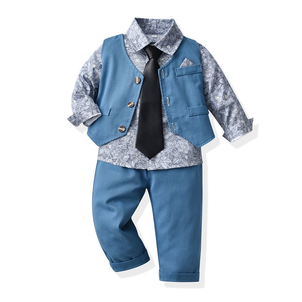 Kid's Clothing Boys vest trousers 2024 autumn children's gentleman suit baby birthday suit one year old dress stylish_voghion.com