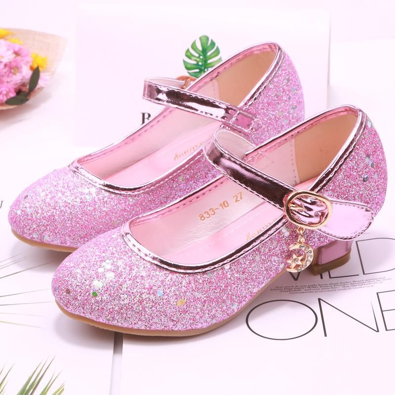 Children Princess suden dance shoes for Girls High Heel Sandals Dress Purple Kids Leaher Glier Crysal Shoes_voghion.com
