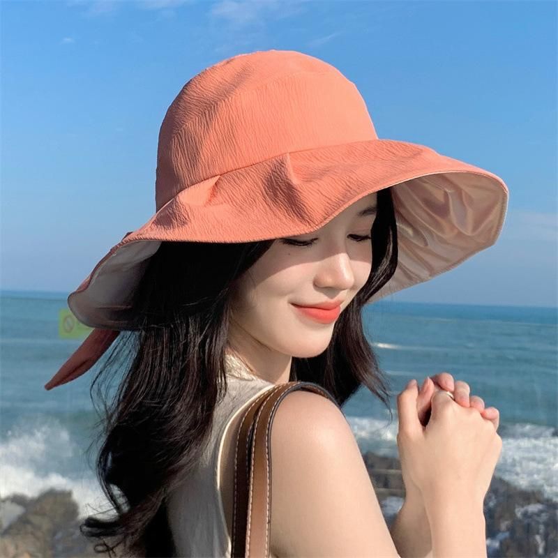 Hat Women's Summer Bucket Hat Foldable Portable Big Eaves Sun Protection And UV Protection Sun Hat_voghion.com