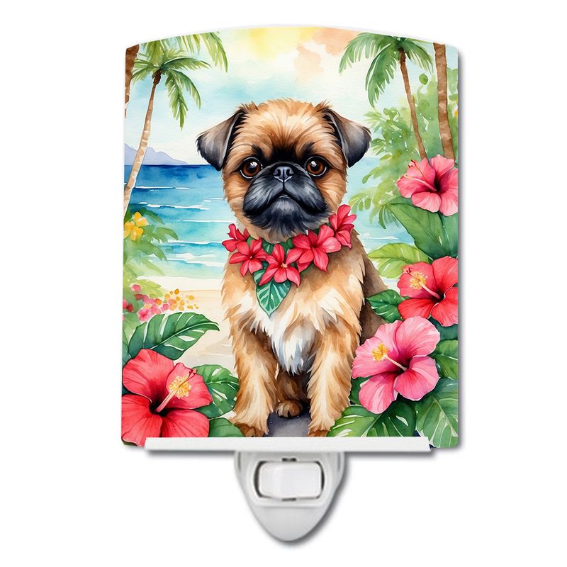 NEW Brussels Griffon Luau Ceramic Night Light Compact, UL-Certified, Ideal for Bedroom, Bathroom, Nursery, Hallway, Kitchen, 6x4x3, Multicolor_voghion.com