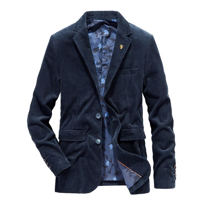  Primavera e autunno 2019 Nuovo abito in velluto a coste Giacca piatta casual retrò Abito in tinta unita da uomo_voghion.com