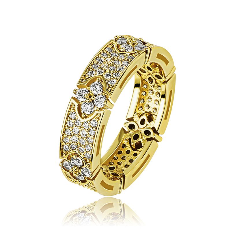 Ringe für Männer und Frauen, Mikro-eingelegter Stern-Zirkon-Ring, vierblättriges Kleeblatt, Persönlichkeit, Hip-Hop-Schmuck_voghion.com