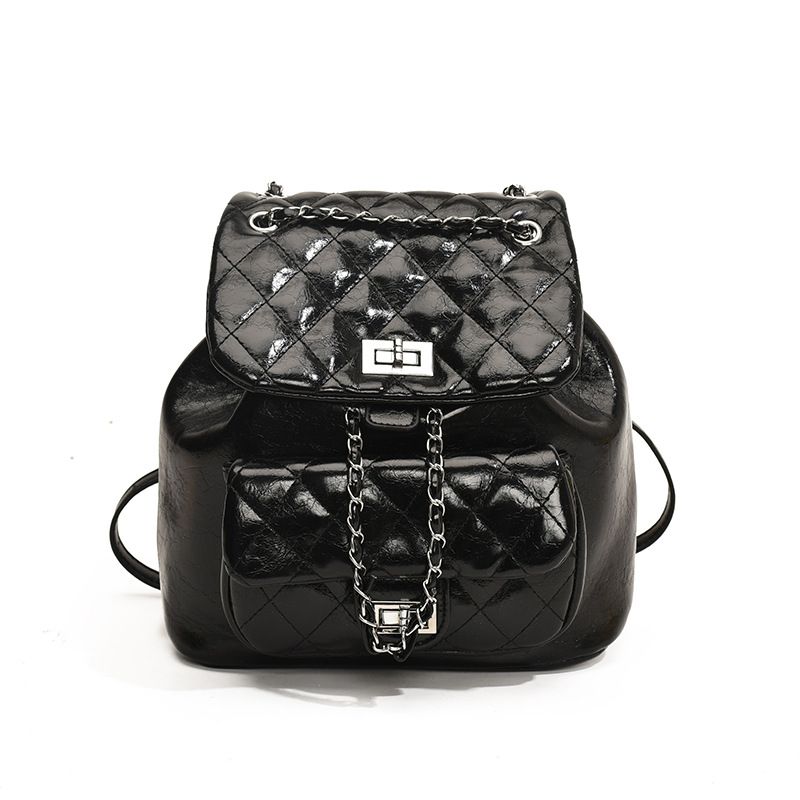 Strukturierter, gesteppter Rucksack aus weichem Leder für Damen 2024 Neue Kette Vielseitige Pendler-Schulter-Umhängetasche_voghion.com