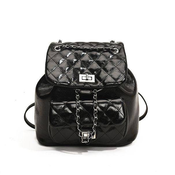 Strukturierter, gesteppter Rucksack aus weichem Leder für Damen 2024 Neue Kette Vielseitige Pendler-Schulter-Umhängetasche_voghion.com