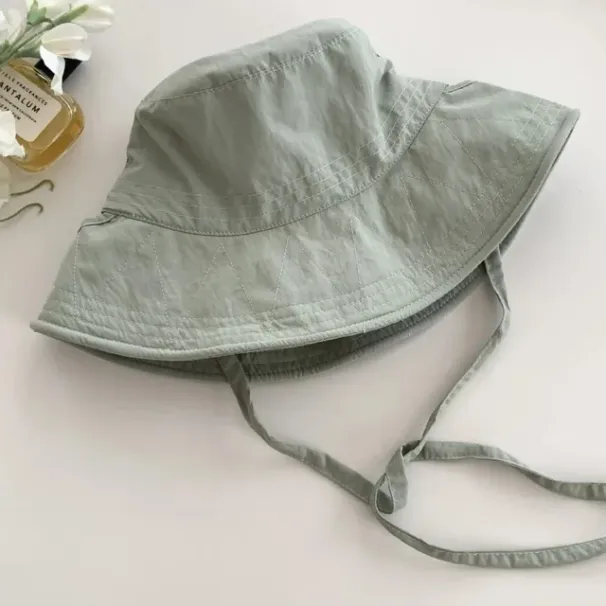 Nuovi arrivi Ins Cappello da pescatore con coulisse estivo Colore unito Semplice berretto da pescatore in cotone Cappelli da sole alla moda per esterni da ragazza giapponese_voghion.com