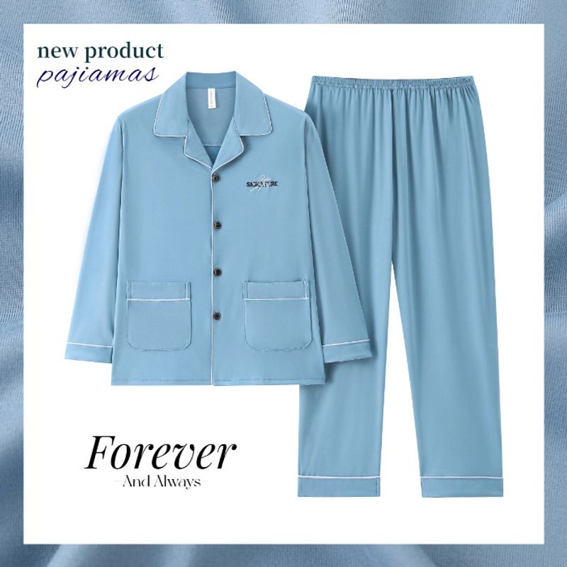 2024 Men's Pajamas Spring and Autumn New Collection Cardigan,  Pants, Casual Home Clothes, Pulling Frame,_voghion.com