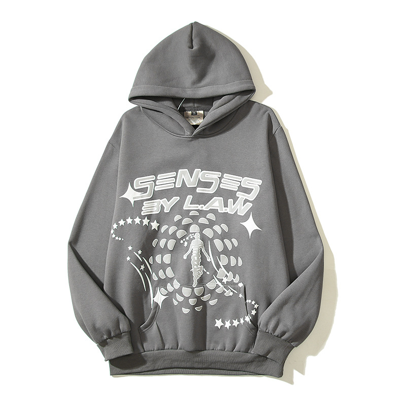 Felpa con cappuccio casual ampia con stampa di personaggi retrò da uomo con vecchia stella_voghion.com