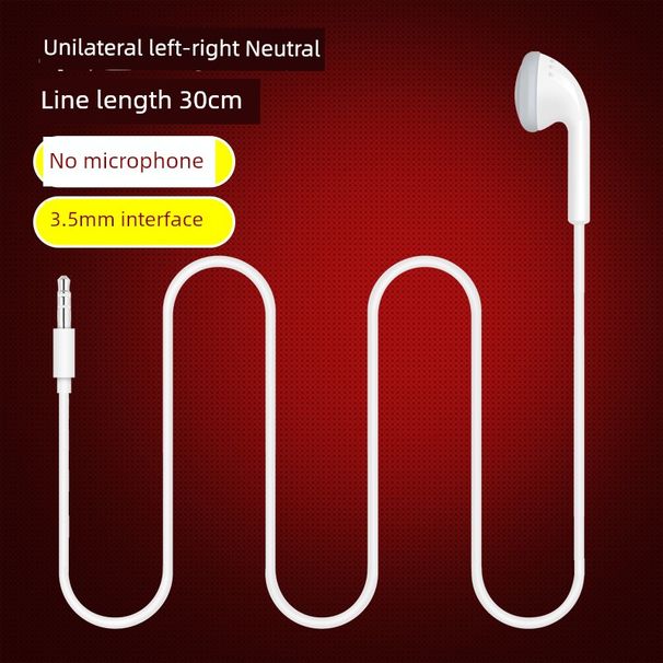 Fone de ouvido com fio para microfone de tira única unilateral Biaosheng, driver curto e antigo para dirigir, plugue de ouvido para celular com cabeça plana_voghion.com