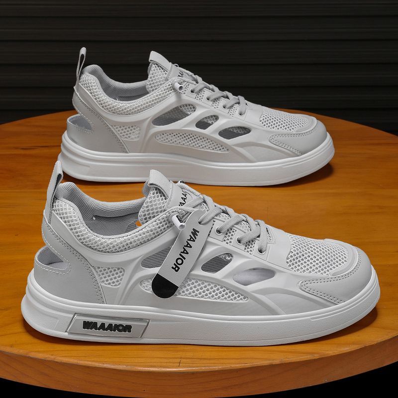 Summer New Breathable Hollow Out Men's Trendy Versatile White Mesh Casual Sneakers Cloth Shoes_voghion.com