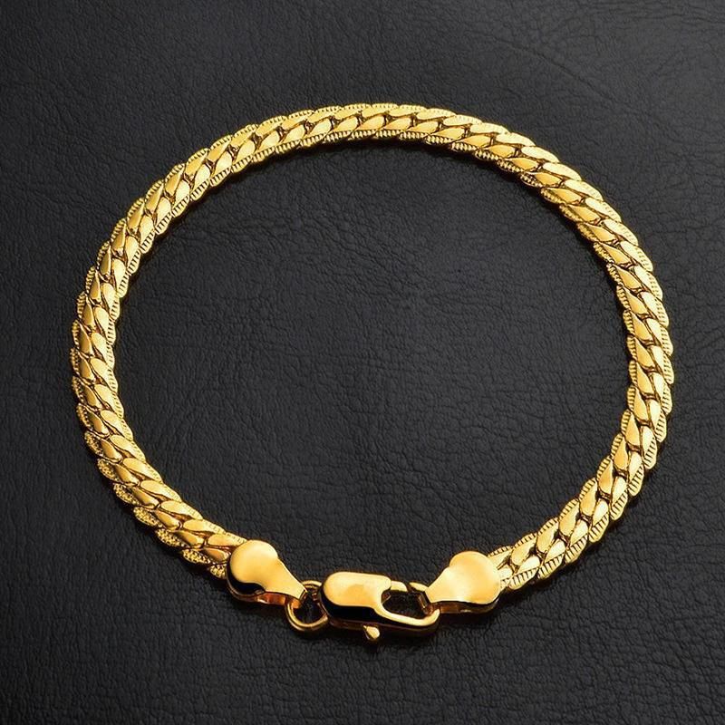 Braccialetto semplice in pizzo con catena laterale da 5 mm, placcato argento, per donna_voghion.com