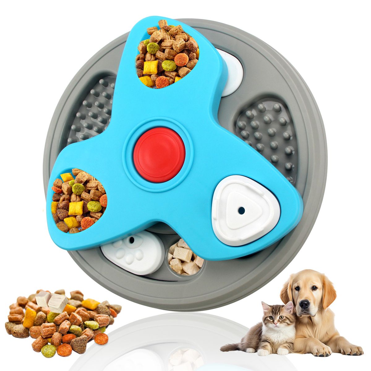 Gamelle rotative anti-étouffement pour chat et chien_voghion.com