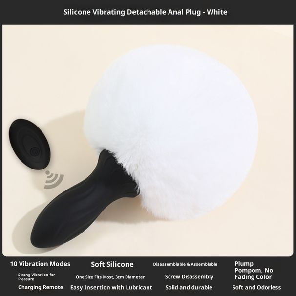 LuvBox Tail Plug Vibratore per uso esterno, Plug anale Fox, Coniglio Ricaricabile Telecomando Wireless Gioco di Ruolo_voghion.com