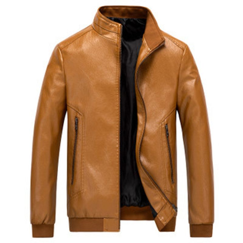 [UrbanEdge] Plus Size Men's PU Leather Jacket - Fashion Biker Style | Winter Outerwear_voghion.com