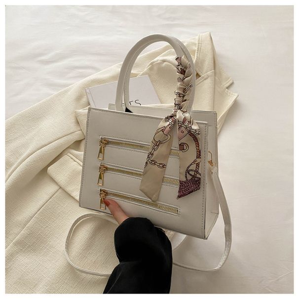 Borsa a tracolla monospalla, temperamento elegante, design alla moda, colore solido, cerniera, borsa a tracolla con texture fresca e portatile_voghion.com