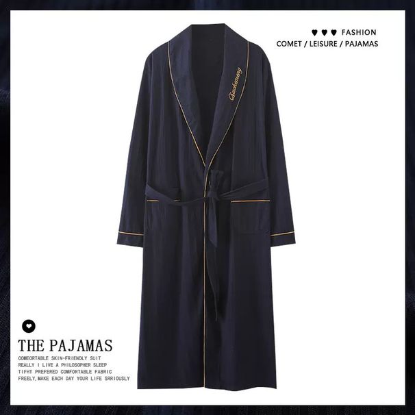 ανδρικό νυχτικό, ανδρικό μπουρνούζι, παλτό, ανοιξιάτικο και φθινοπωρινό φθινοπωρινό κιμονό, καθαρό βαμβάκι, μακρύ μανίκι_voghion.com