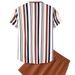 Men's Striped Short-Sleeved Shirt Loose Casual Short-Sleeved Men's Casual Suit _voghion.com