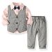 Vêtements pour bébés garçons, costume pour hommes, chemise avec nœud papillon, gilet, ensemble multi-pièces_voghion.com