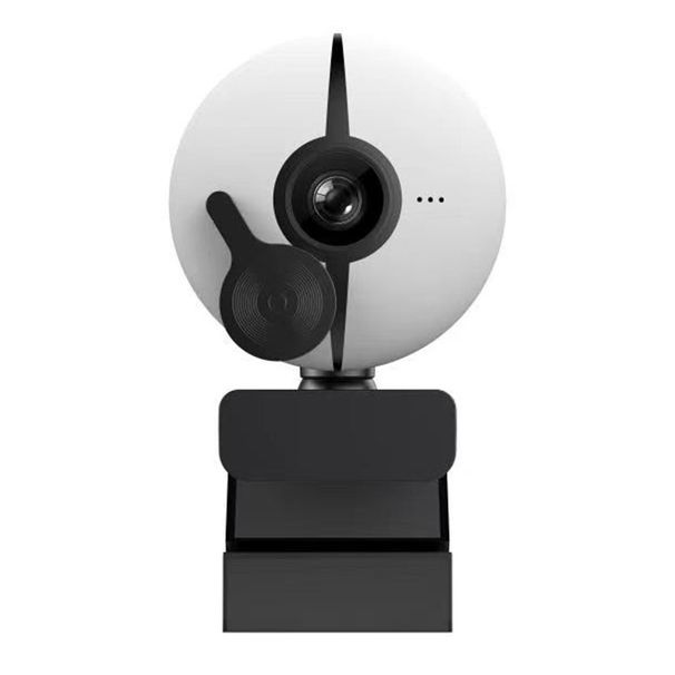 Webcam HD 1080p avec anneau lumineux et cache de confidentialité, grand angle 120° pour streaming, réunions Zoom, jeux, télétravail, cours en ligne + écouteurs offerts_voghion.com