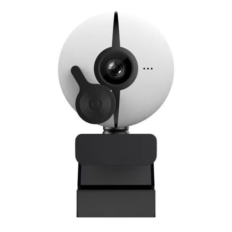 1080P HD Webcam W/ Ring Light & Privacy Cover, 120° Wide Angle For Streaming, Zoom Meetings, Gaming, Remote Work, Online Class +Free Earbuds_voghion.com
