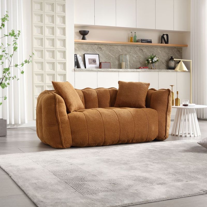 Soft Beanbag Chair With High Resilience Foam Core For Two People. The Comfortable Square Recliner Sofa Is Ideal For Family Members And Friends Engag_voghion.com
