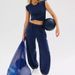 Women Two Piece Solid Color Casual Set Short Sleeveless Tops Sweatpants With Pockets Tracksuit_voghion.com