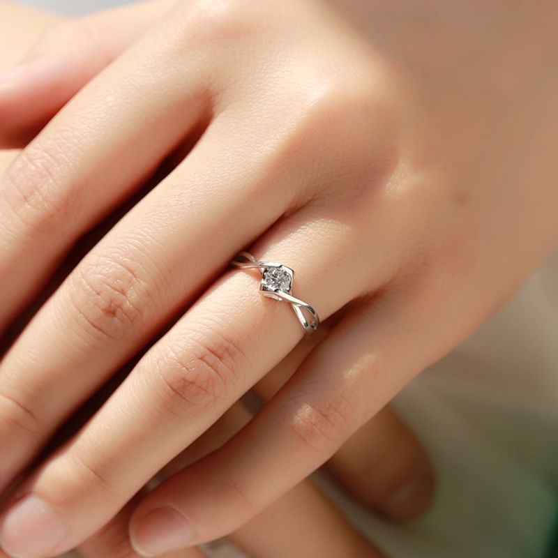 S Damenring aus reinem Silber mit künstlichem Diamant, 20 Karat Zirkonia, Antragsherz, hohle Herzen, acht Pfeile, Weißgold_voghion.com