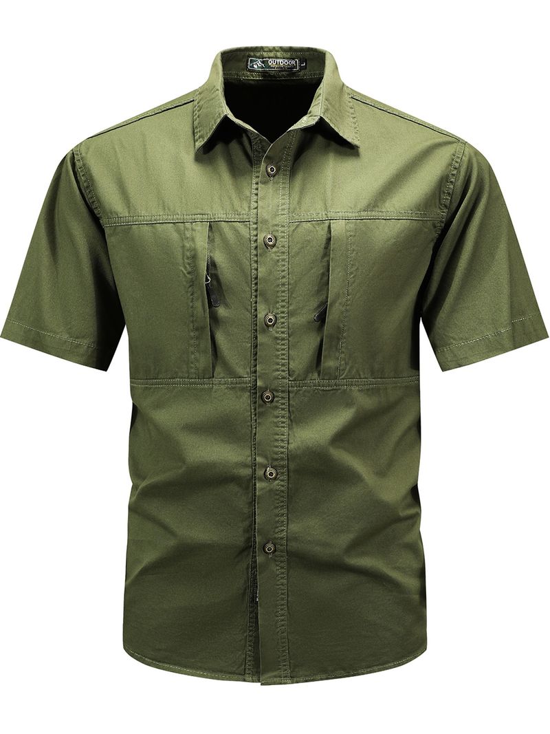 YGTOF Retro-Arbeitskleidung für Herren, langärmeliges Hemd mit Taschendesign, lässiges Knopfhemd für Herren, geeignet für den Außenbereich im Frühling und Herbst_voghion.com
