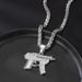 Necklace Zinc Alloy Inlaid Diamond Mini Submachine Gun Pendant Hip Hop Trendy Men's Accessories_voghion.com