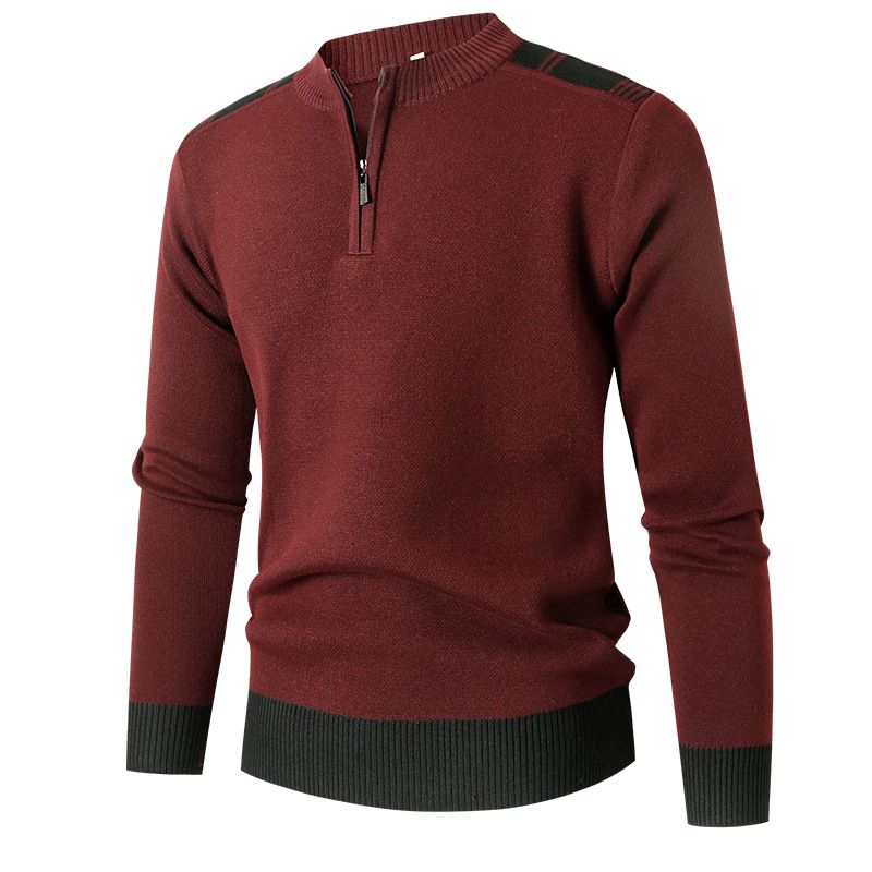 2023 herbst und Winter Neue männer Gestrickte Pullover Trendy Pullover Warme Half-Zip Stehkragen Casual Top für männer_voghion.com