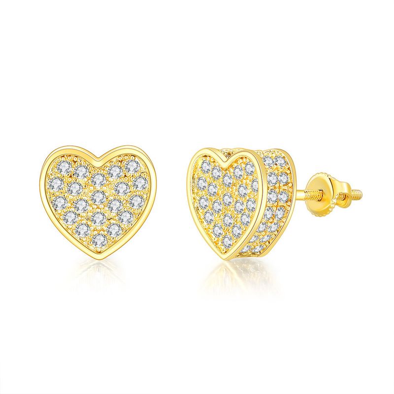 Unisex-Schmuck Modische, beliebte herzförmige Ohrringe mit Volldiamanten für Männer und Frauen, vergoldete Hip-Hop-Ohrringe mit Mikroeinlage aus Zirkonia_voghion.com