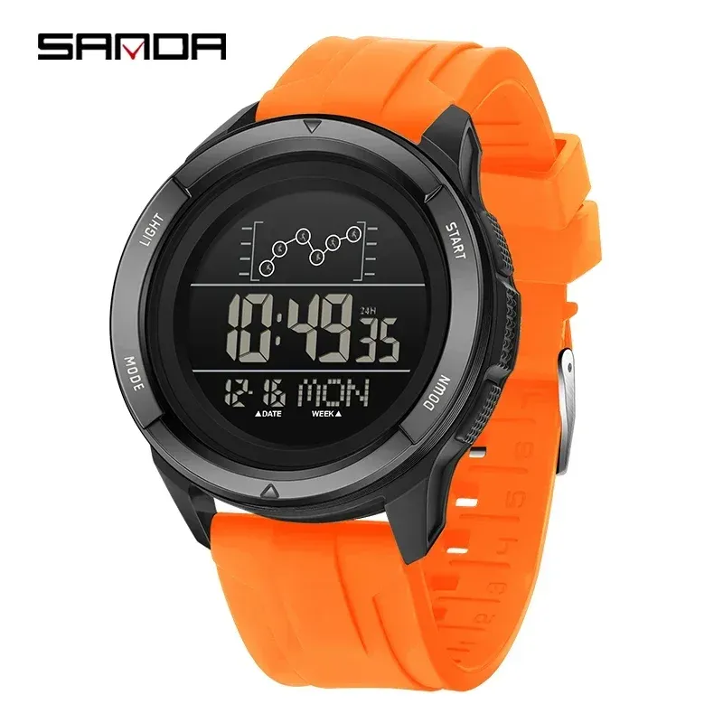 SANDA Militär Sport Herrenuhr Nylonarmband LED Digitalanzeige Multifunktionswecker Countdown Wasserdichte Herrenarmbanduhr_voghion.com