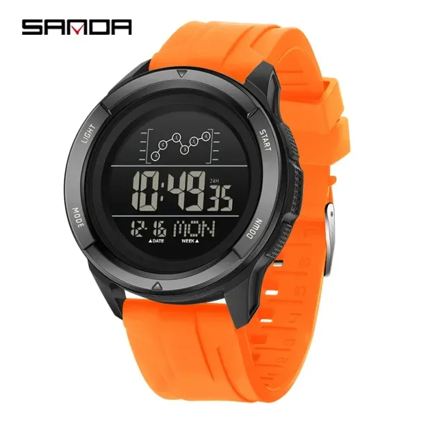 SANDA Militär Sport Herrenuhr Nylonarmband LED Digitalanzeige Multifunktionswecker Countdown Wasserdichte Herrenarmbanduhr_voghion.com