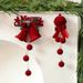 Flocked Christmas Ornaments Set – Nordic Bells, Bows & Customizable Decor For Trees & Windows_voghion.com