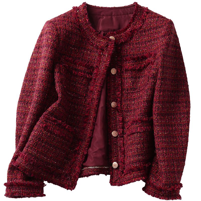 Damenoberteil im Herbststil aus rotem Tweed_voghion.com