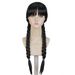 Synthetic Clip-in Addams Family Bangs Black Braids Black Wednesday Double Ponytail Braids Cos Anime Wig_voghion.com