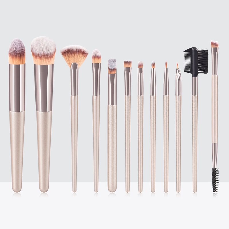 12 pcs makeup tools brown wooden handle makeup brush set loose powder brush fan brush eyebrow brush new style_voghion.com