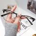 Kelo Men's Black Eyebrow Shore Flower Same Style Square Half-Frame Fashion Frame Ultra-Light Anti-Blue Light Glasses_voghion.com