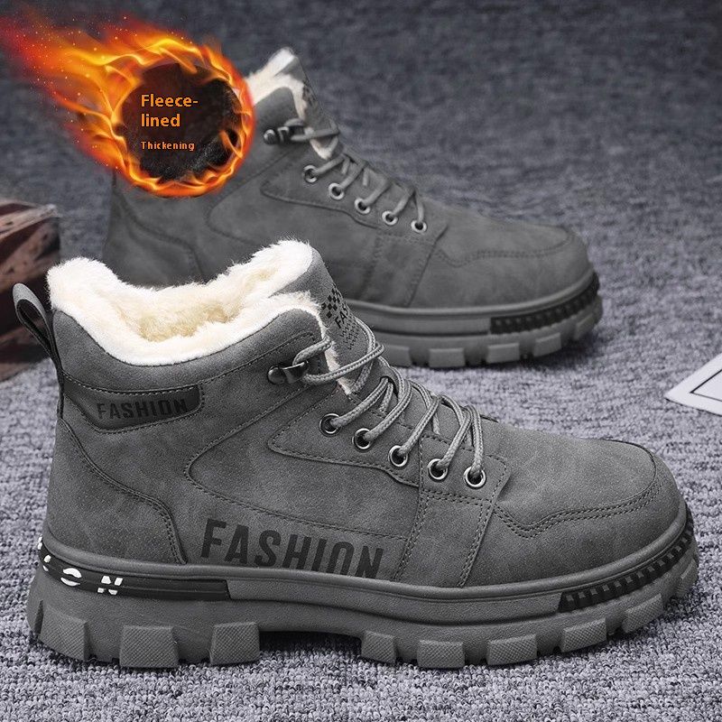 Winter snow boots men, featuring a combination of fur, bread, and plush added warmth. These cotton shoes are designed_voghion.com