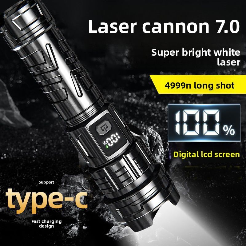Super Bright High-Intensity Flashlight Portable Rechargeable Outdoor Zoom Long-Range Spotlight LED Light_voghion.com