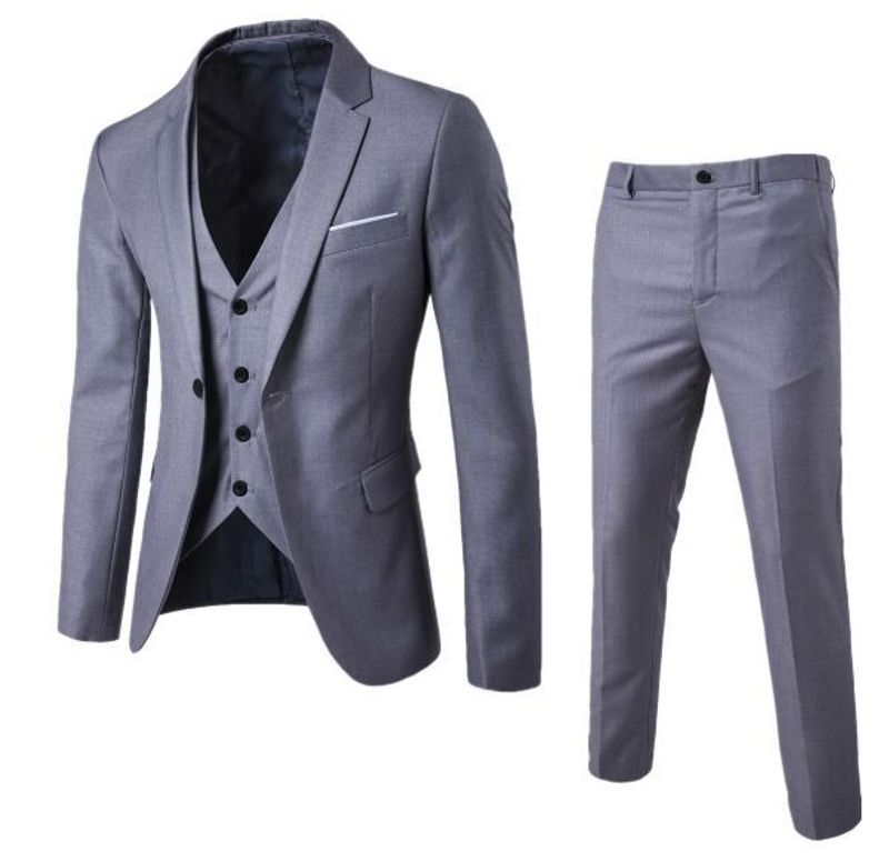 CT Groom Tuxedo Ensemble Mariage Noir Formel Haut de Gamme Homme Trois Pièces Costume_voghion.com