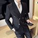 1 Cross-Border Foreign Trade Style Men's Suit With Metal Buttons Slim Fit Double-Breasted Peak Lapel Single Jacket Blazer_voghion.com